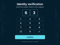 Thumbnail: A tablet-style verification screen with a two-digit number and large numeric keypad.