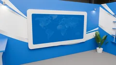 Thumbnail: A close view of the rounded screen surround shows the contrast between the white frame and blue wall finish.