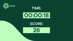 Thumbnail: Reaction-game timer and score artwork in green, showing eighteen seconds and a score of twenty-six.