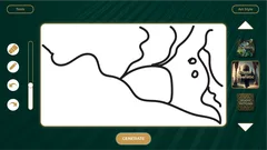 Thumbnail: Green and gold drawing interface with a landscape sketch, drawing tools, visual-style thumbnails and a Generate button.