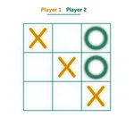 Thumbnail: White tic-tac-toe layout with gold crosses, green circles and matching player labels.