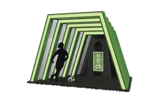 Thumbnail: Football activity concept with nested green frames, mesh, a turf base, player silhouette and a rear display or target unit.