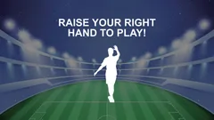 Thumbnail: Stadium-themed game start screen with a white raised-hand silhouette and a large gesture instruction.
