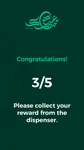 Thumbnail: Green Eid quiz result design with a calligraphic greeting, sample score 3 out of 5 and a dispenser reward prompt.