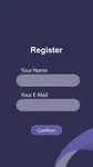 Thumbnail: Purple registration design with empty name and email fields and a Confirm button.