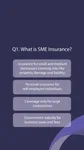 Thumbnail: Portrait quiz screen with an SME-insurance question and four large lavender answer panels on dark purple.