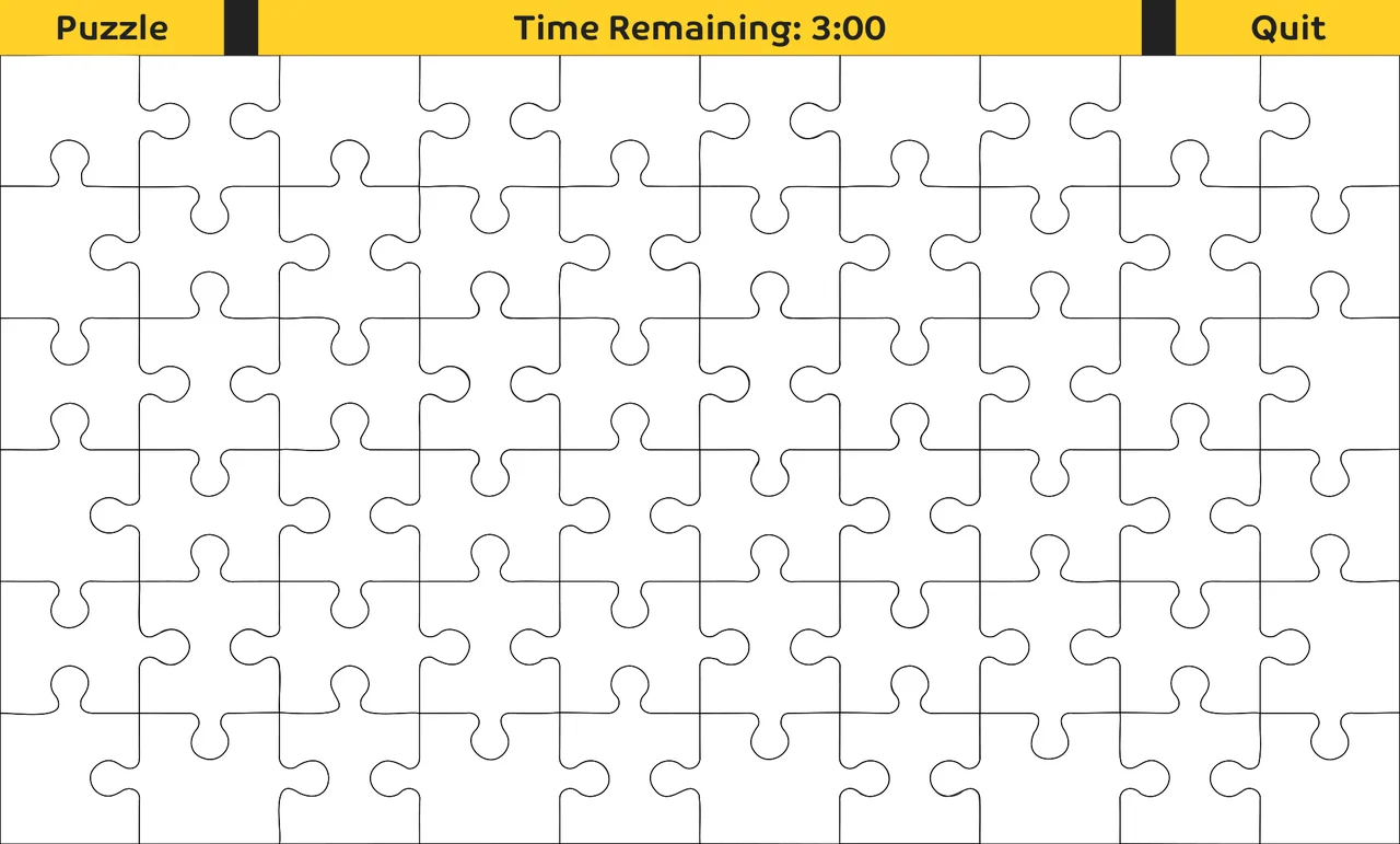 The complete empty puzzle-board state retains the native time-remaining display and quit control.