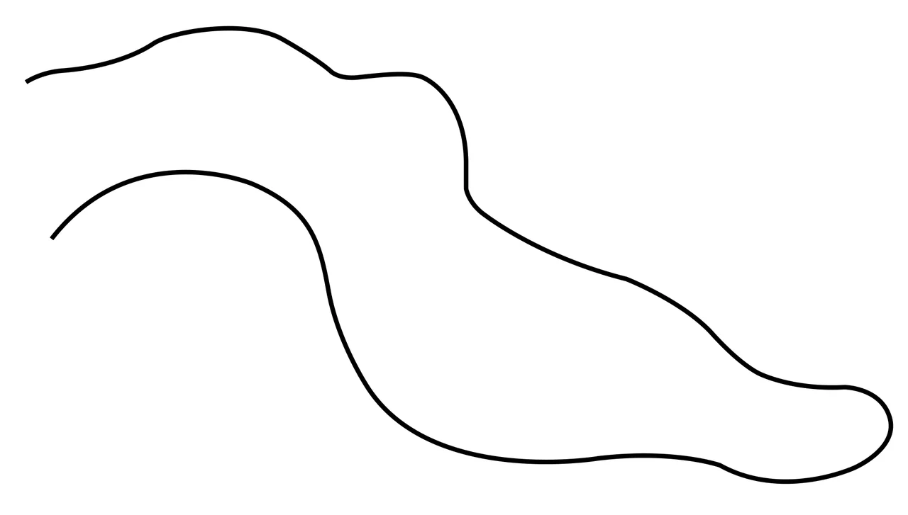 A continuous black buzzwire track outline with broad turns and tighter bends on a white page.