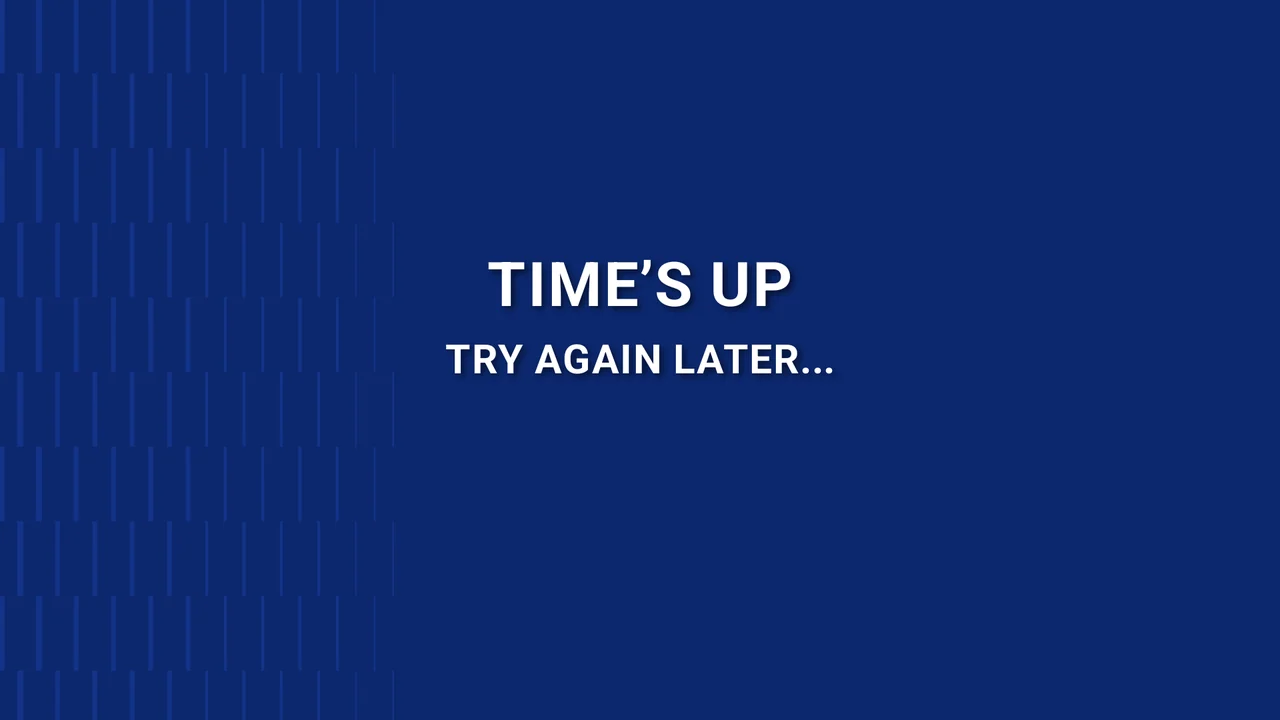 Blue memory-game interface. The time-up message and invitation to try again.