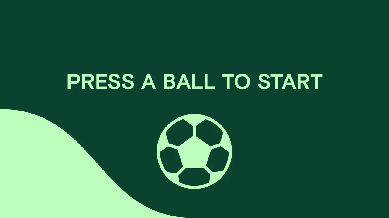 Reaction-game standby interface with a large ball icon and the instruction to press a ball to start.